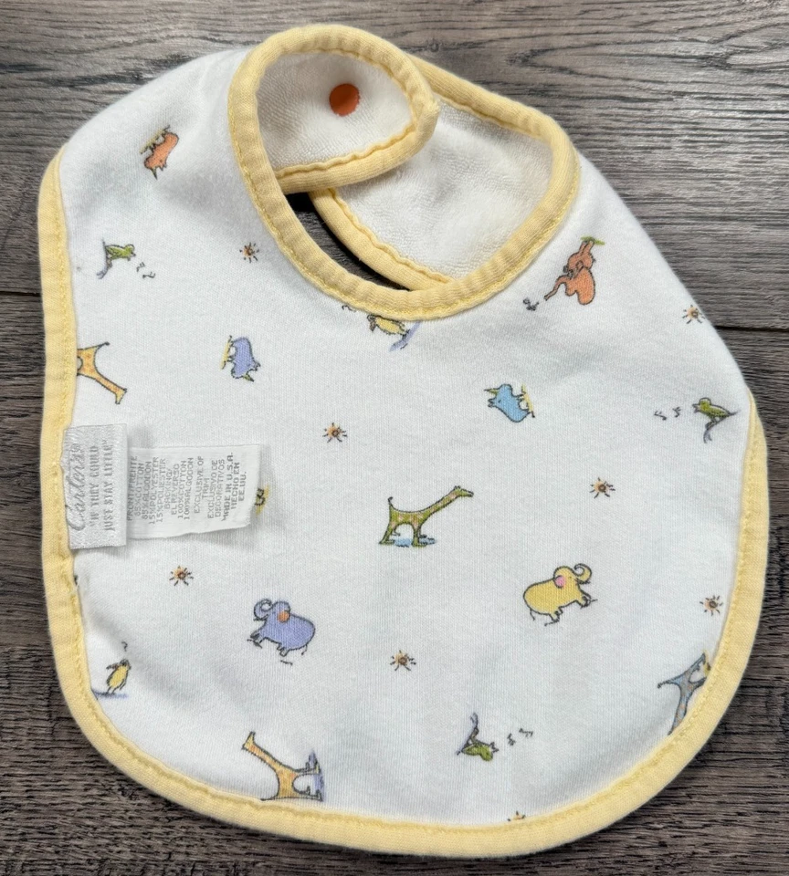 Babero de bebé Baby Carter's John Lennon amarillo jirafa rinoceronte Foto 2 de 2