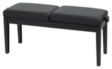 Banquette de Piano Régable Tabouret Banc Clavier Deux Places Bois Noir Dépoli