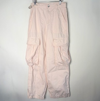 Pull and Bear Cargo Pants Gorpcore Light Pink Loose Baggy Parachute Y2K Size 4