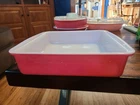 Vintage Pyrex Flamingo Pink Square Baking Dish 8x8 #222 Made In USA No Lid MCM