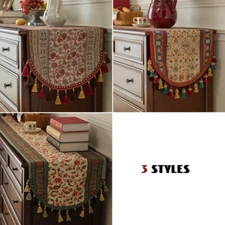 Retro Table Runner Light Luxury Decor Tassel Bed Flag Tablecloth Cabine Cover