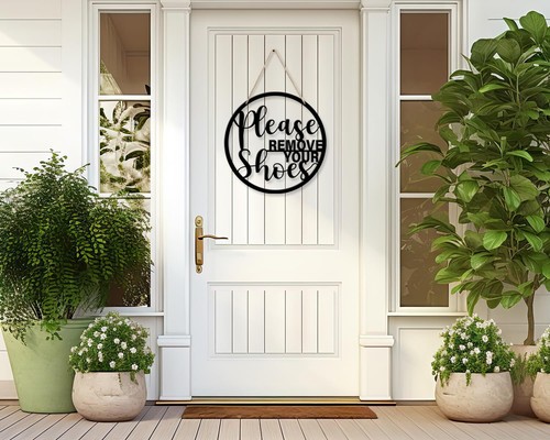 Please Remove Your Shoes Metal Sign for Front Door Decor Porch Hanging Sign R... - Picture 8 of 8
