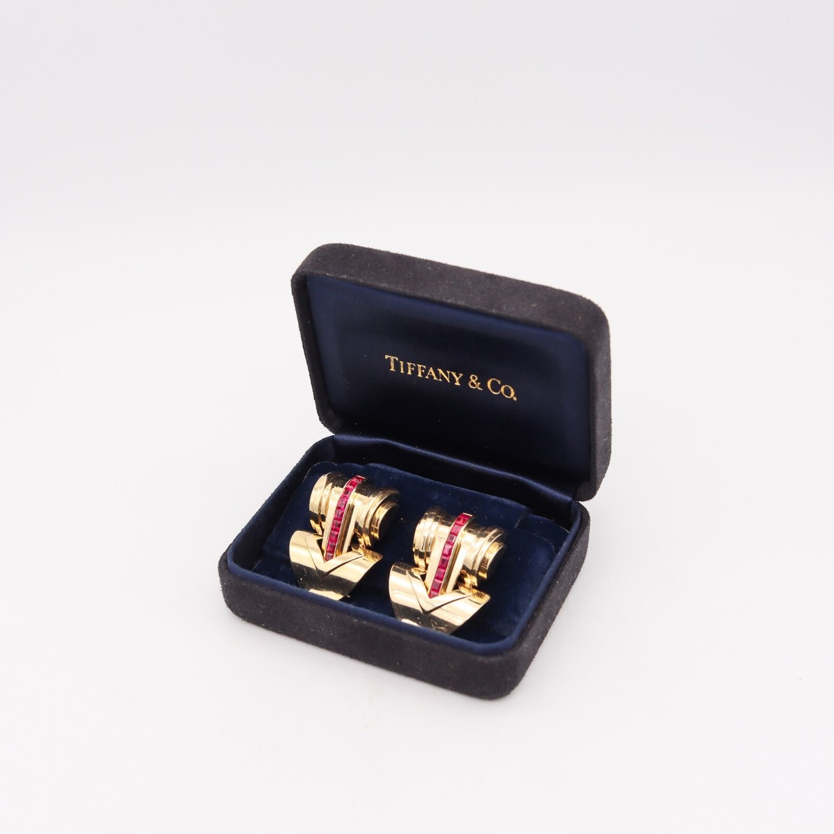 Tiffany & Co. 1950 Art Deco Retro Dress Clips In 14Kt Gold