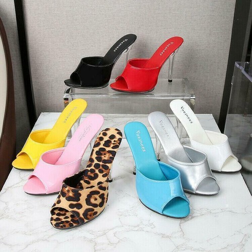 Women's High Stilettos Heels Slippers Casual Slides Peep Toe Slingback Sandals - Picture 7 of 20