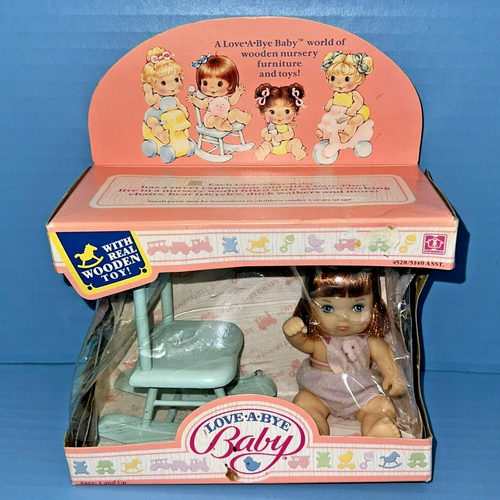 Love-A-Bye Baby Red Hair Doll Wooden Rocking Chair Vintage 1987 New In Worn Box