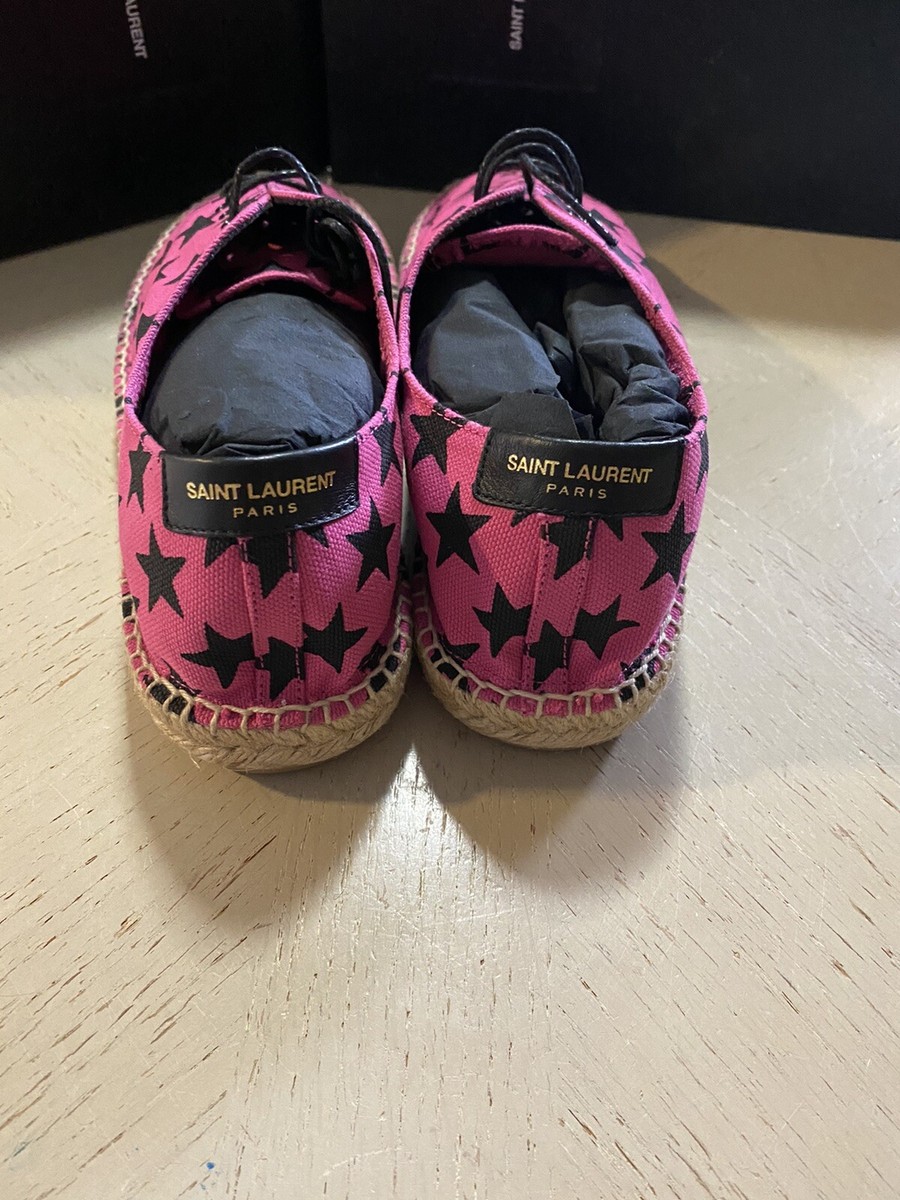 Saint Laurent Red and Black Star-Print Espadrille Loafers NIB Saint Laurent Women Star Print Espadrille Shoes Red  main image 2
