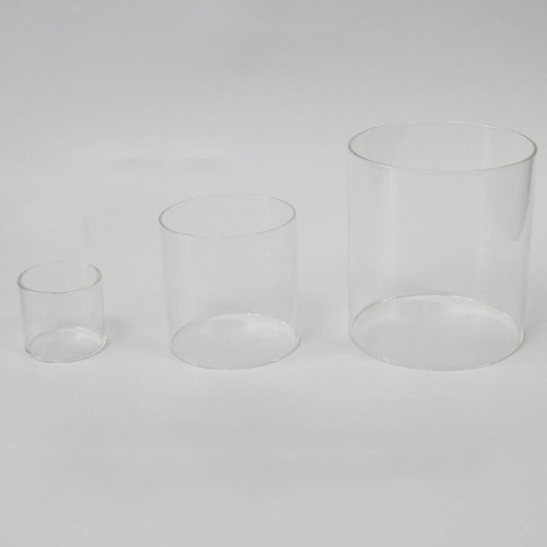 Artibetter 2 Pièces Décoration De Table À Manger en Verre - Cylindre Abat-Jour Clair, Bougie Tube Nuances, Bougeoir Transparent 15C