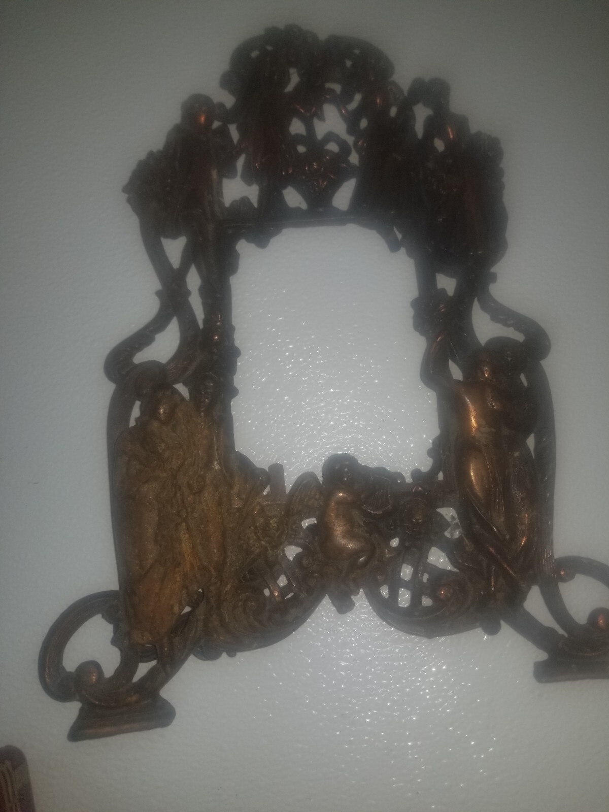 Antique mirror -vintage -with artwork, Angle, collectable item. Rare, good cond.