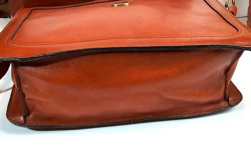 Bolso de Hombro Etienne Aigner Vintage Hecho a Mano Cuero Naranja Cartera Herrajes Dorados Foto 3 de 4