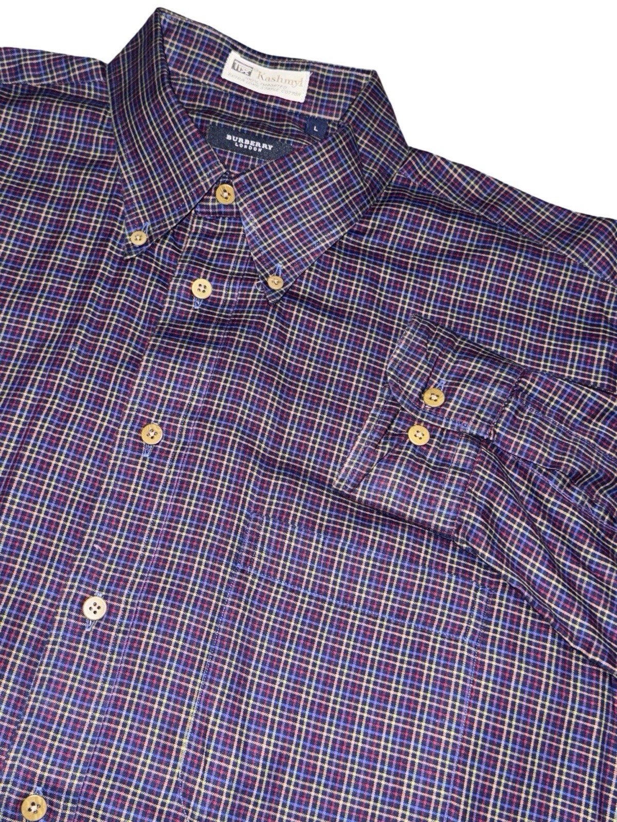 Camicia vintage Burberry London con bottoni uomo taglia L a quadri