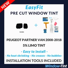 EasyFit Static Pre Cut Tint & Tools For Peugeot Partner Van 2008-18 5% Limo Rear
