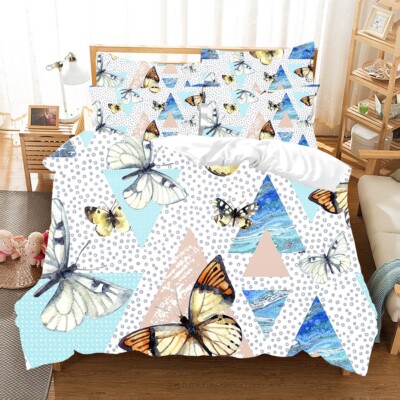 3D Butterfly Geometry Dots Pattern Quilt Cover Set Bedding Sets Pillowcases 64