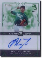 ALEXIS TORRES 2015 Leaf Perfect Game All-American Rookie GREEN Acetate Auto #/10