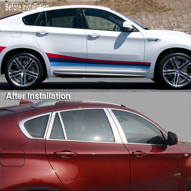 Tiras decorativas molduras de ventanas completas con pilar central para BMW X6 2011-19 Foto 2 de 4