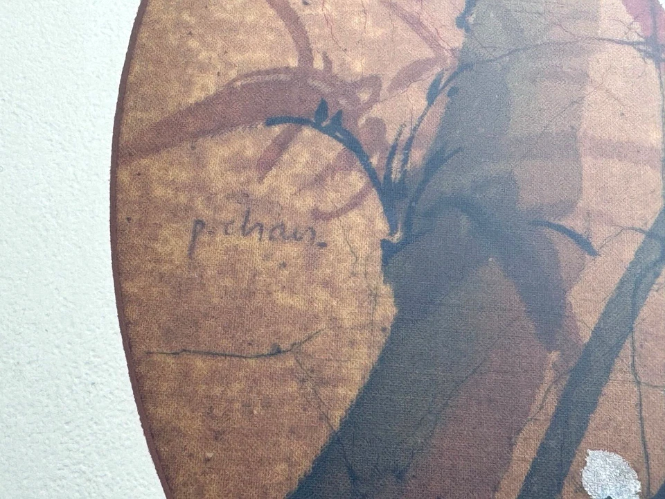 LOTE COM 3 PEÇAS DE QUADRO OCTÓGONO FLORES PÁSSARO PINTURA SEDA CHINESA ASIÁTICA ASSINADA POR P. CHANG - Imagem 4 de 4