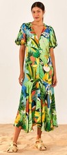 Farm Rio for Anthropologie Toucans Floral Short Sleeve Dress Size Medium 