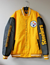 New NFL Pittsburgh Steelers mid weight poly varsity embroidery jacket men's XL