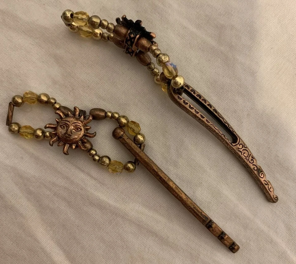 Lilla Rose Bronze Sun W/ Face SINGLE (1) Flexi Hair Clips- Size Small 2in - Image 4 of 4