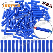 100Pcs Insulated Straight Butt Connectors Electrical Wire Crimp Terminal 16-14Ga