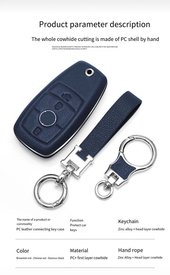 Funda de cuero para llavero Mercedes-Benz A B C E S G CLS CLE GLC carcasa protectora Foto 4 de 4
