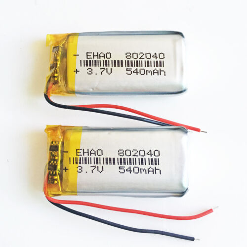 2PCS 3.7V 540mAh Li-Po Rechargeable Battery 802040 For Bluetooth Speaker MP3 GPS - Picture 1 of 6