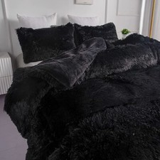 ULTRA PLUSH SUPER BUTTER SOFT FLUFFY DOWN BLACK FUR LUXURIOUS COMFORTER SET
