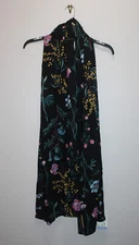 JOULES ECO CONWAY CASUAL SCARF BOTANICAL FLORAL BLACK & MULTICOLOR 25" x 78"