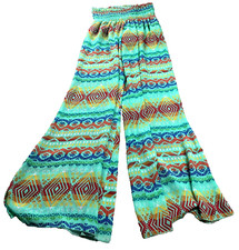 Show Me Your Mumu Womens Palazzo Pants Sz S Green Geometric Mid Rise Wide Leg