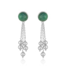 Green Onyx Gemstone 925 Sterling Silver Chain Designer Earrings Jewelry