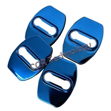 4pcs Polished Blue Stainless Door Latch Striker Cover Fits 14-25 silverado