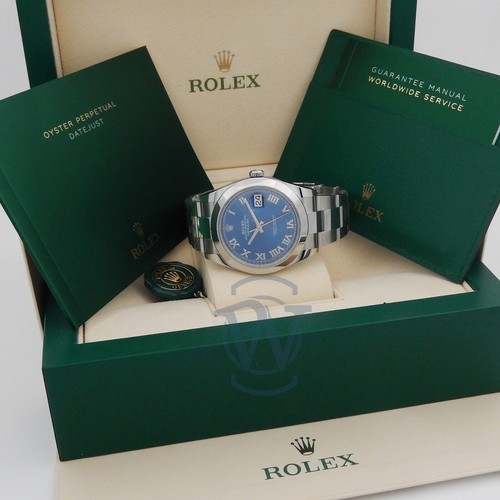 ๐ Rolex Datejust 41 Smooth Bezel Blue Roman on Oyster 126300 Complete Unworn ๐ - Picture 5 of 10