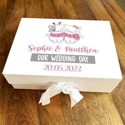 Katze Kätzchen Kuscheln personalisiert Hochzeitstag Andenken Korb Geschenk Erinnerungsbox