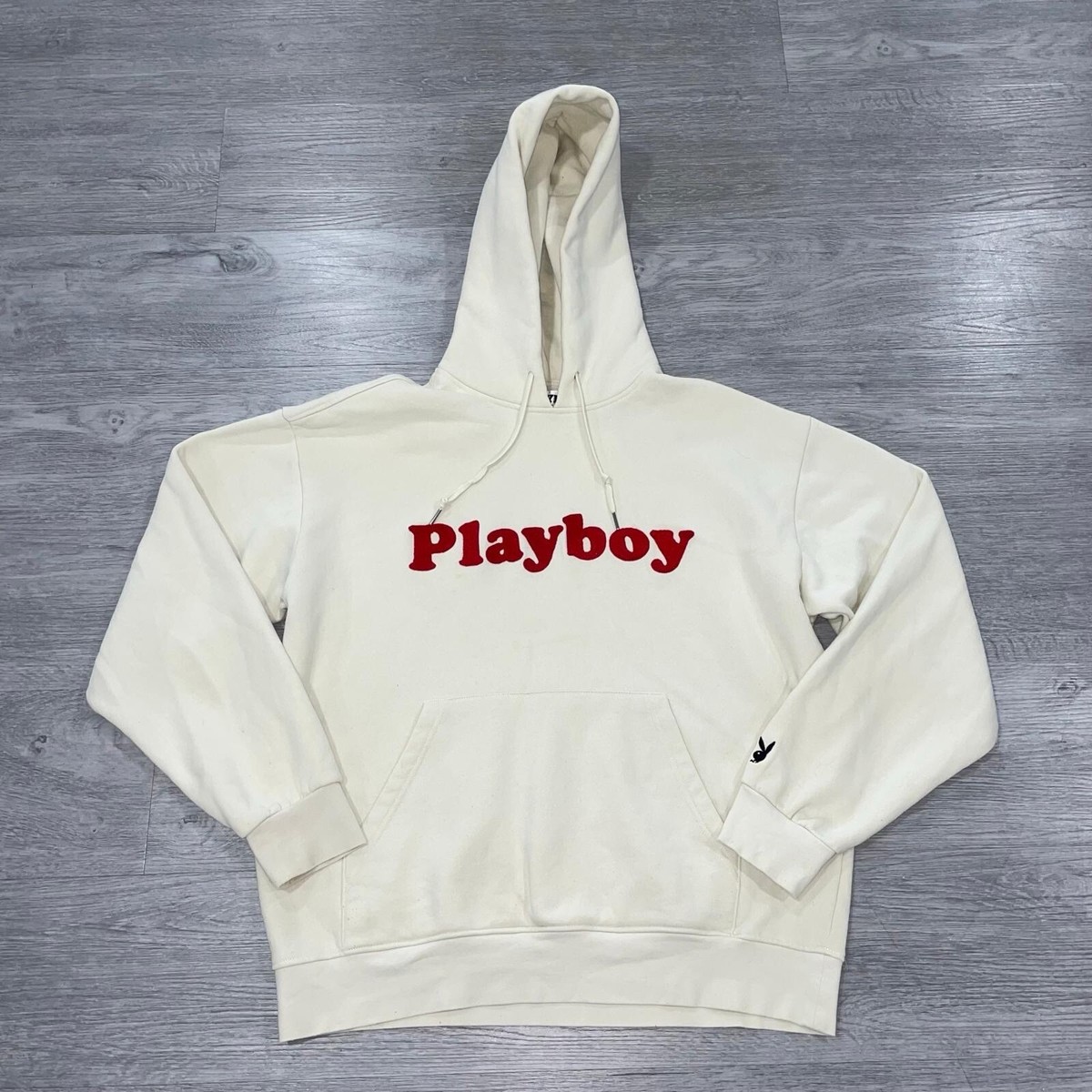 Playboy By PacSun Chenille Hoodie Men's Medium Fur Logo Sweatshirt