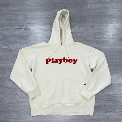 Playboy By PacSun Chenille Hoodie Men’s Medium Fur Logo Sweatshirt Sweater 