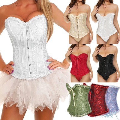 Women's Floral Boned Brocade Overbust Corset Baroque Tops Waist Training Cincher