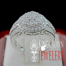 Silver Solitaire Ladies White Gold Finish Lab Diamond Bridal Band Cocktail Ring