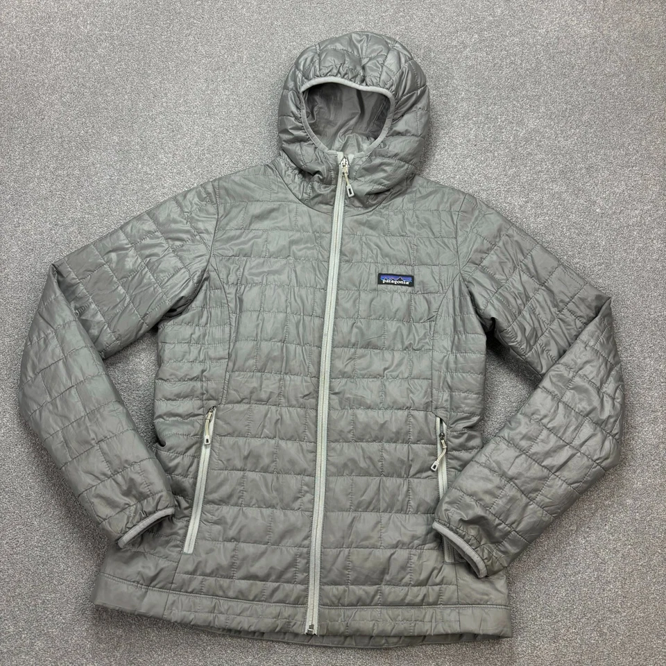 Patagonia Jacket Womens Small Grey Nano Puff Bivy Prmialoft Hoody Coat Lady - Image 2 of 4