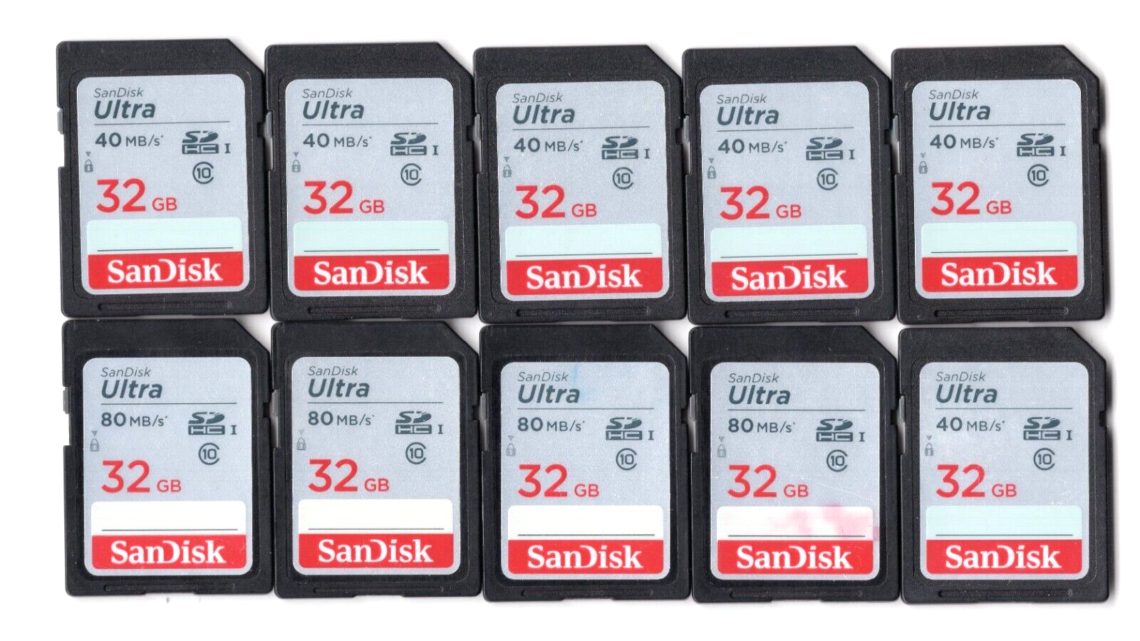 Lot Of 10x SanDisk Ultra 32GB 40MB/s & 80MB/s SDHC I Class 10 Camera Memory Card