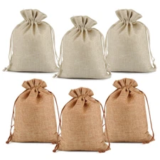 Burlap Gift Bags Wedding Hessian Jute Bags Linen Jewelry Pouches Party Favors