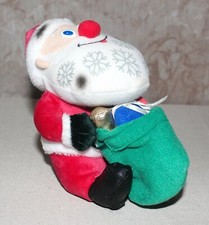 Vintage Plush Hanging Santa Snowflakes Soot on Beard 5    x 4    x 3    Cute 