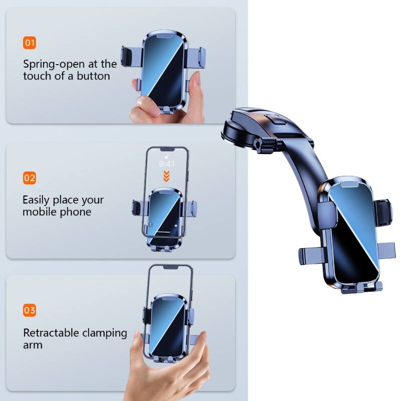 Car Dashboard Mount Phone Holder Auto Clamping Stand Suction Cup Auto Cradles