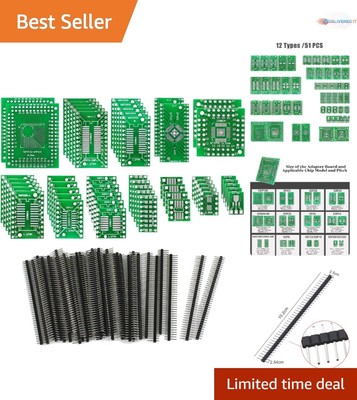 SMD to DIP Adapter PCB Proto Board Kit 12 Types for DIY Circuits, Easy Use