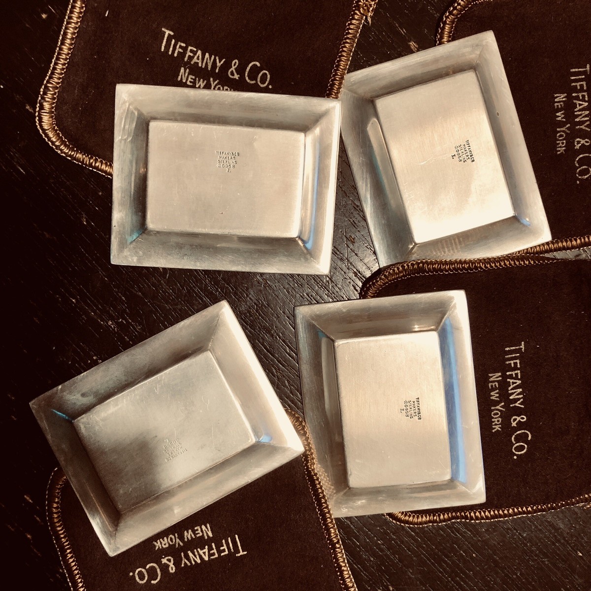 Tiffany & Co. Sterling Silver Mini Trays – Set of 4 – 1950s “L