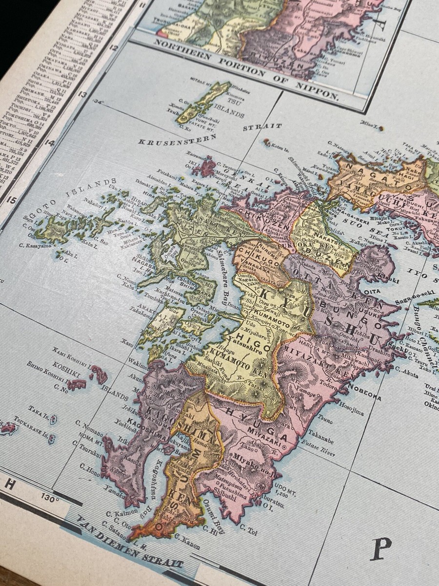 地図まとめ売り！ 1904 Colored Map JAPAN, Cities, Towns, Historical Points, 2