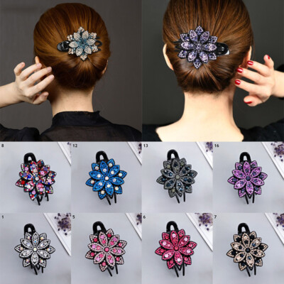 Rhingestone Haarnadelkristallblume Entenbill Coiffure Clip Claw Grip  