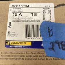 *NEW* Square D QO115PCAFI 15 Amp Single Pole 120V Plug-On Neutral AFCI- B 298