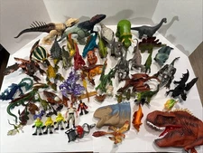 Mixed Lot Of 52 Hard Plastic Dragons Figures Dinosaur Toys Vintage Modern