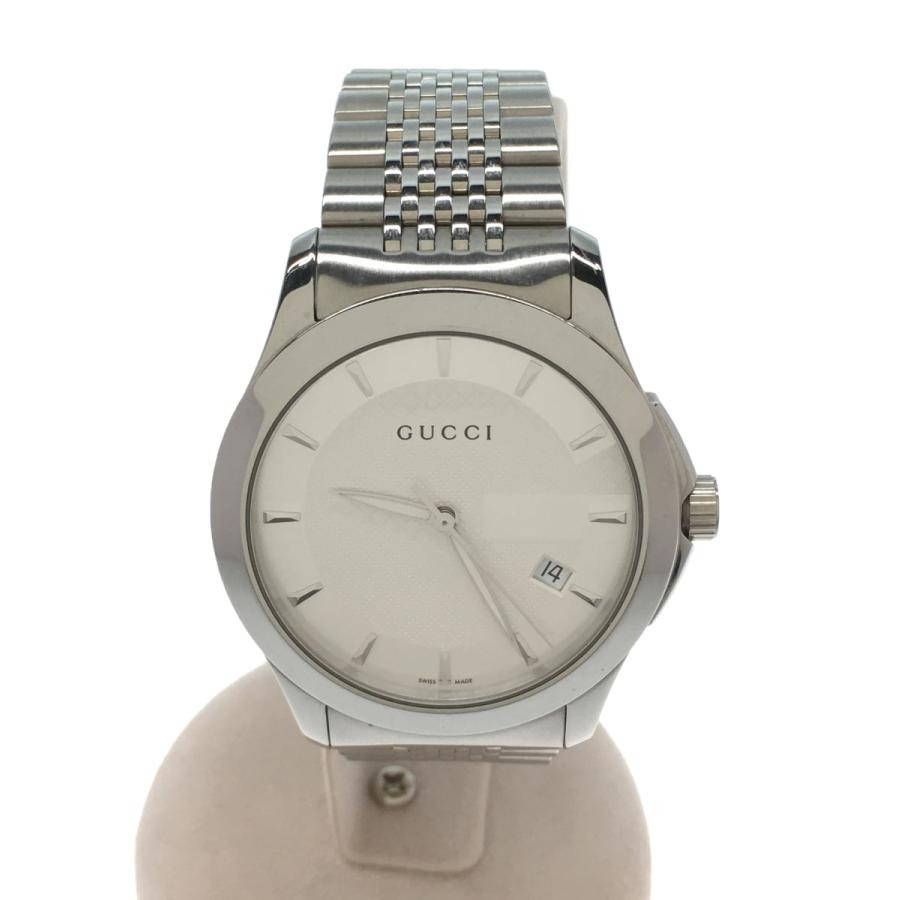 GUCCI YA126401 White Case Size 4.5 ×4.1cm Used Watch #2114