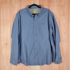 Eddie Bauer Shirt Mens 2XL Blue White Check Classic Fit Pleated Button Down