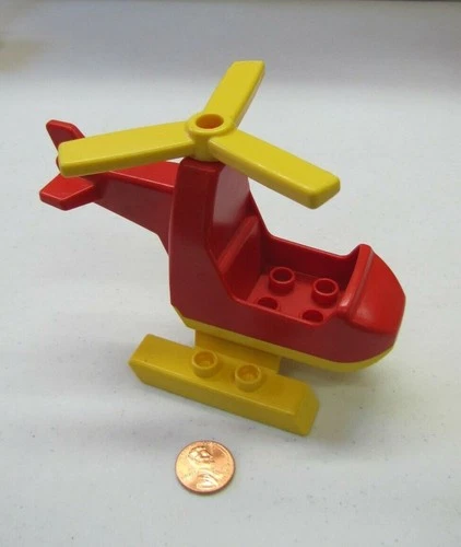 Lego Duplo VINTAGE HELICOPTER Red & Yellow Complete with PROPELLER & ROTOR